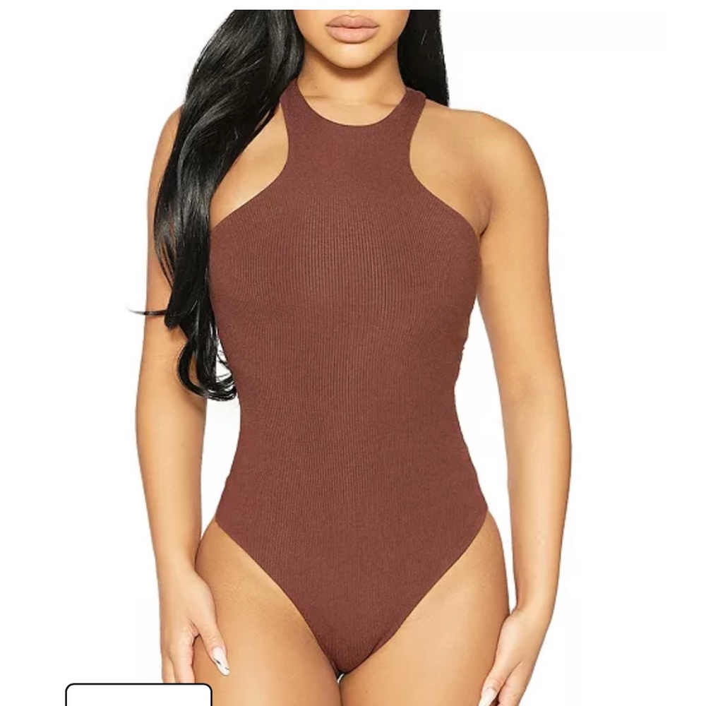NWT NAKED WARDROBE The NW  Chocolate Tank Bodysuit - Size X-Small